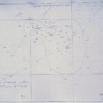 Die Tiefenkarte der Princess Alice Bank, im Juli 1896 mit blauer Tinte gezeichnet, Lotungen in Metern und gestrichelter Umriss, unterzeichnet von Kapitän Carr